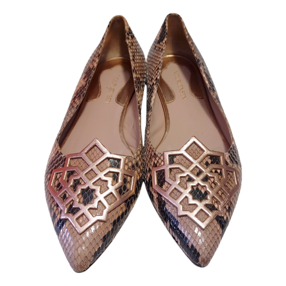 Nour Jensen Leather Snakeskin Python Pointed Toe … - image 3